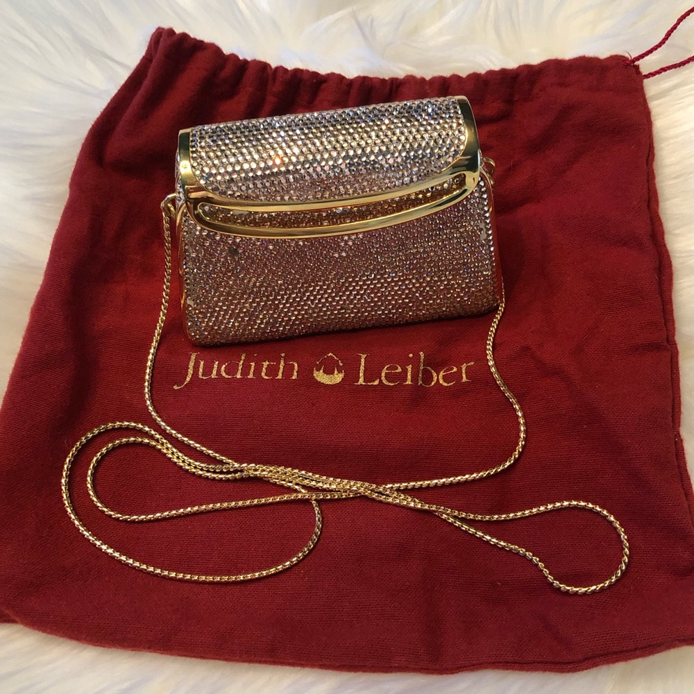 🌾 Judith Leiber Gold Crystal Miniudiere